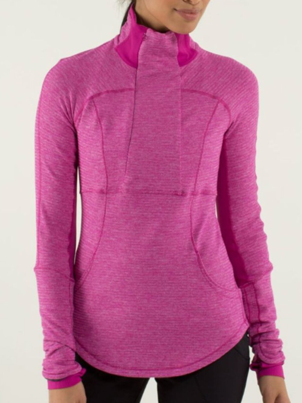 Lululemon Base Runner 1/2 Zip W3C37S Mini Check Pique Raspberry - Size 6